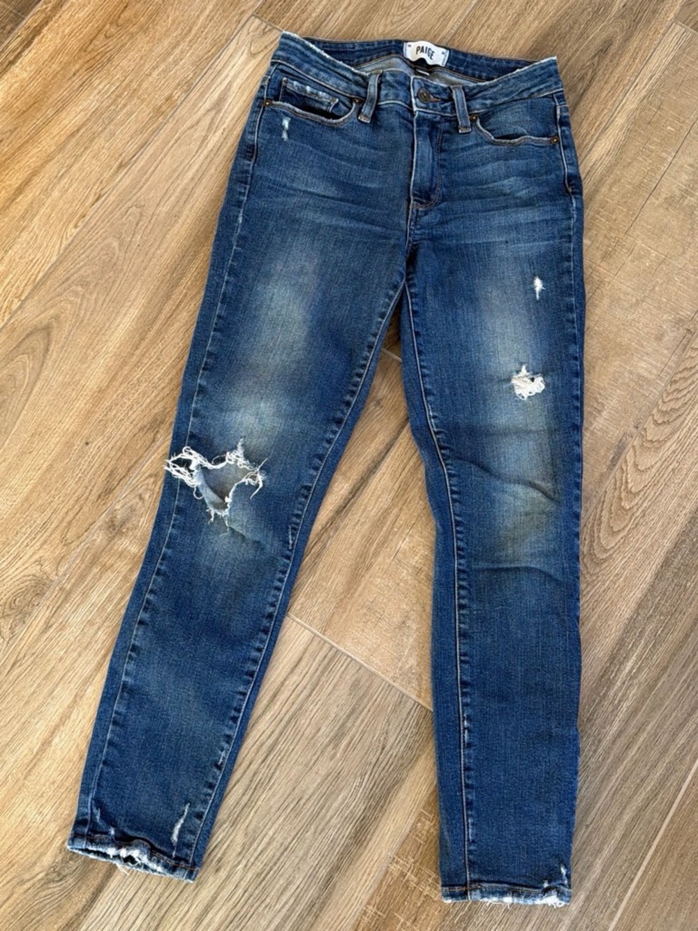 PAIGE sz 24 Dark Blue Distressed Skinny Jeans - Women's